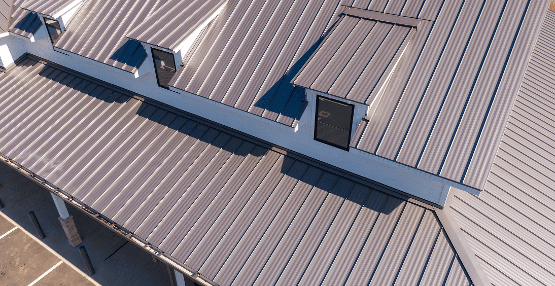 Metal roof with skylights