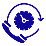 Clock and phone icon with arrow
